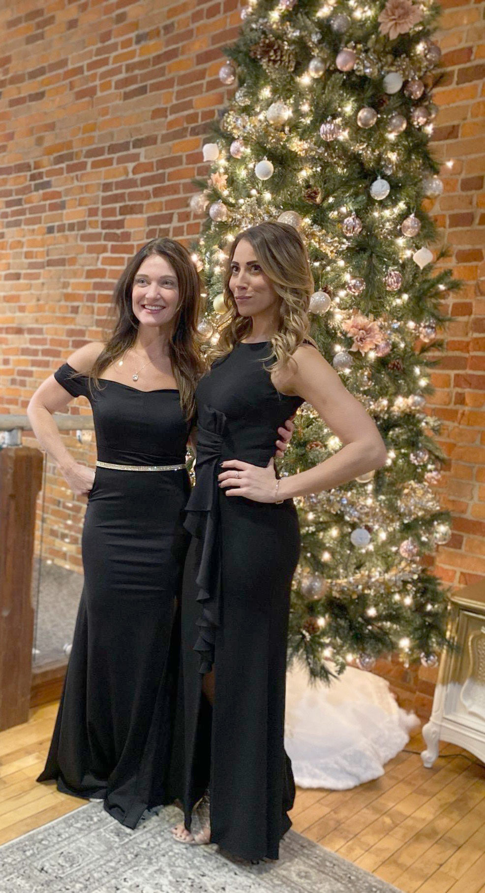 Haley and Lacie by Christmas tree